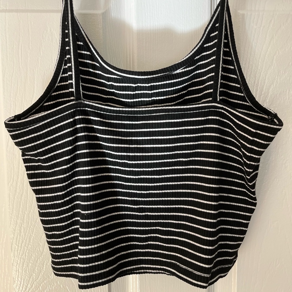 American Eagle Outfitters Black and White Striped Tank Top